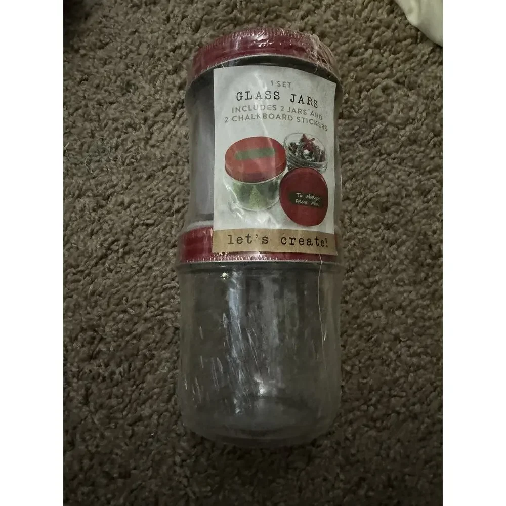 Set Of 2 Target Glass Jars With Red Twist Lids Storage Kitchen